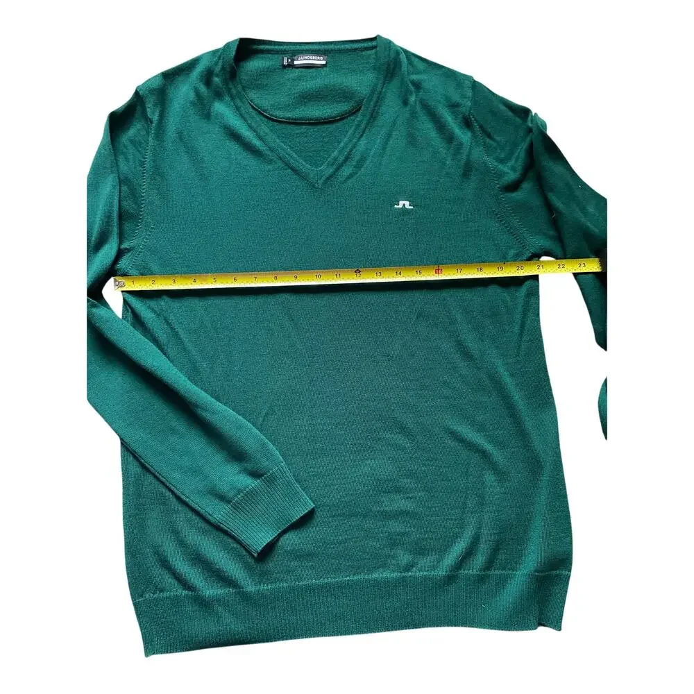 Merino Wool Sweater Size XL Golf Classic J. Lindeberg Mens Green V Neck Masters